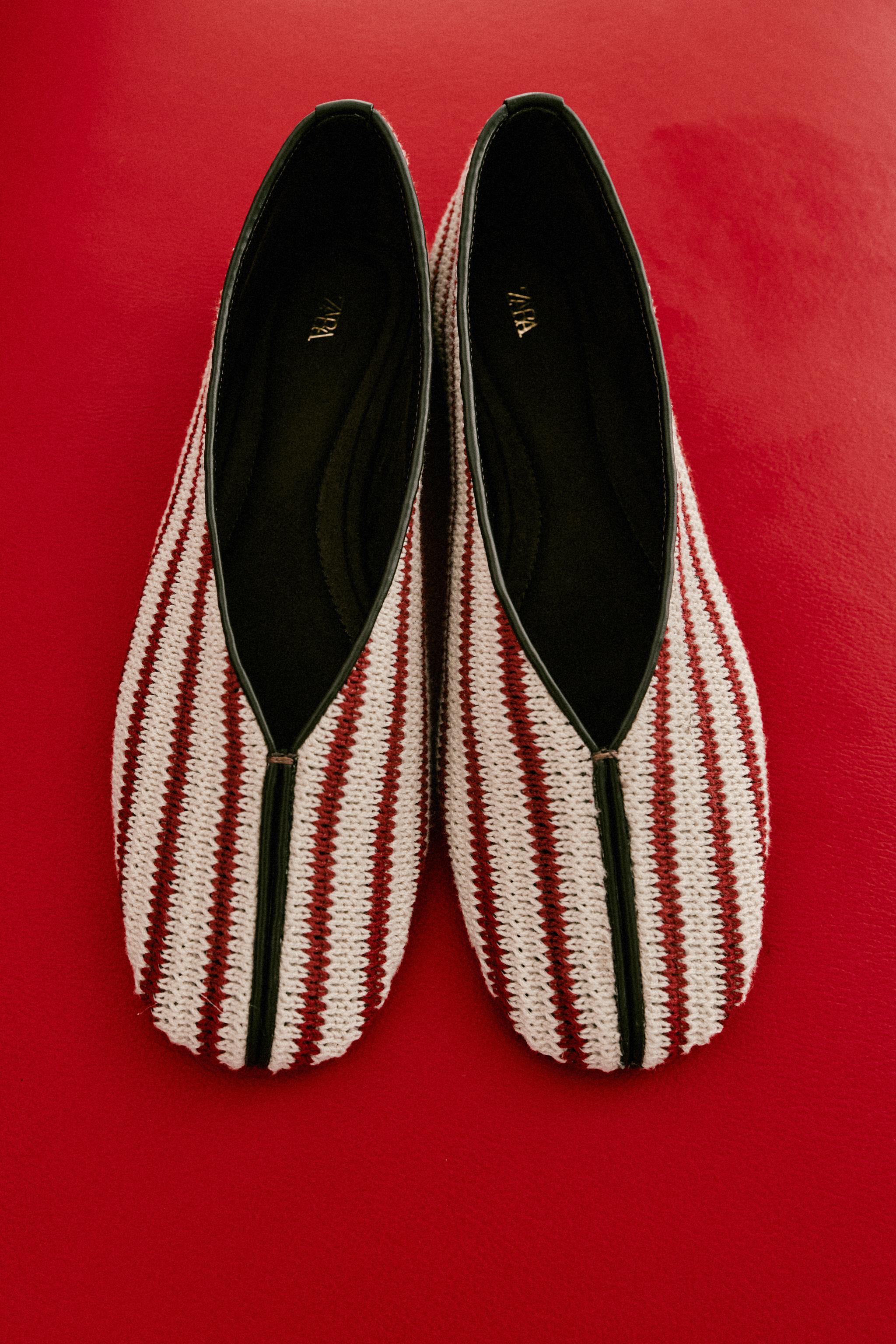 STRIPED FABRIC BALLET FLATS